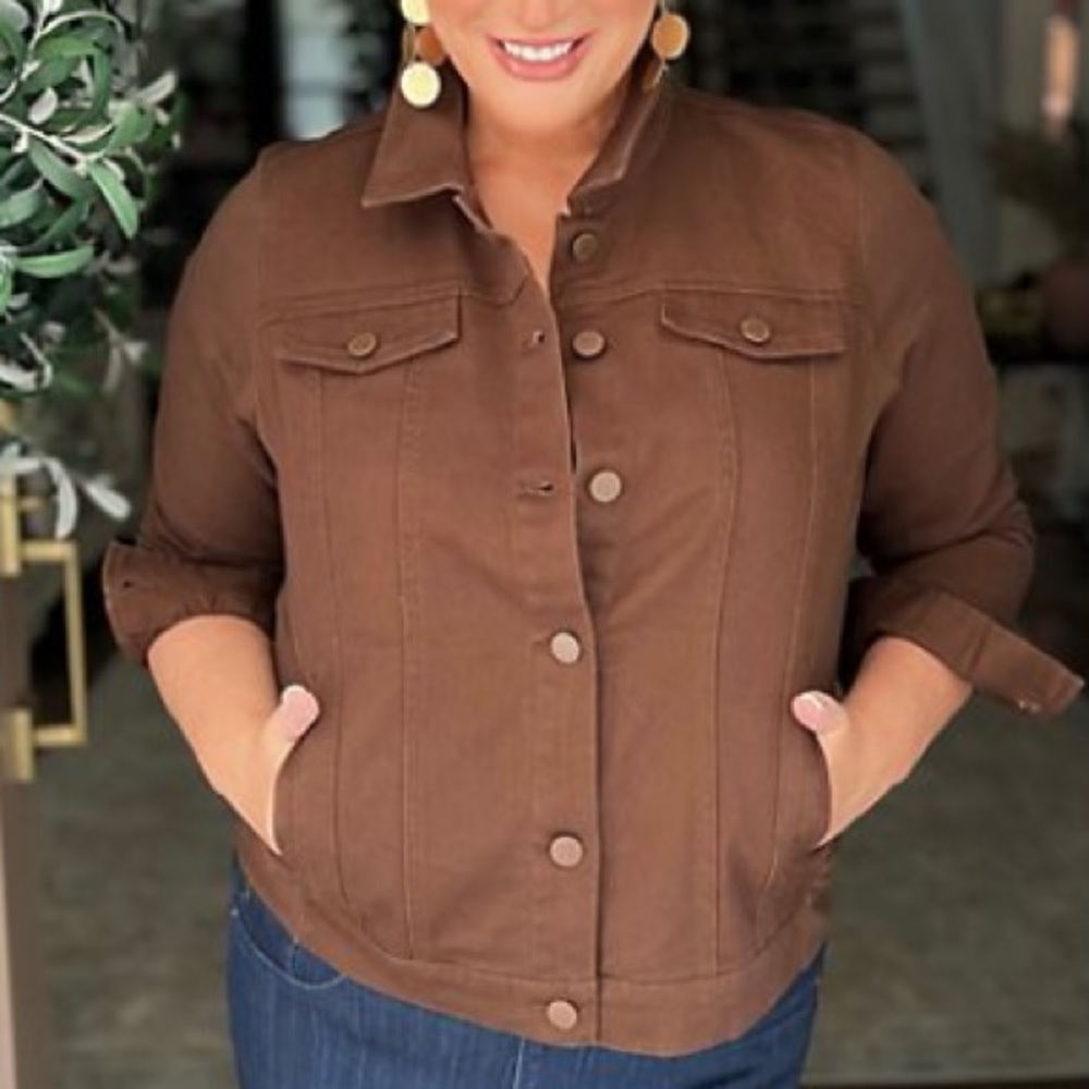Belle by Kim Gravel Twill Jacket with Knit Back and Sleeves NWOT
